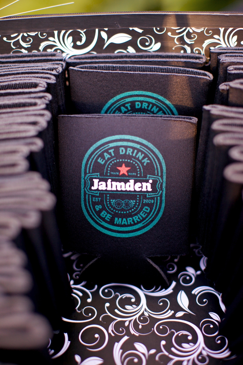   JaimDen Koozies~a nod to the couple's nickname and the groom's favorite beer  